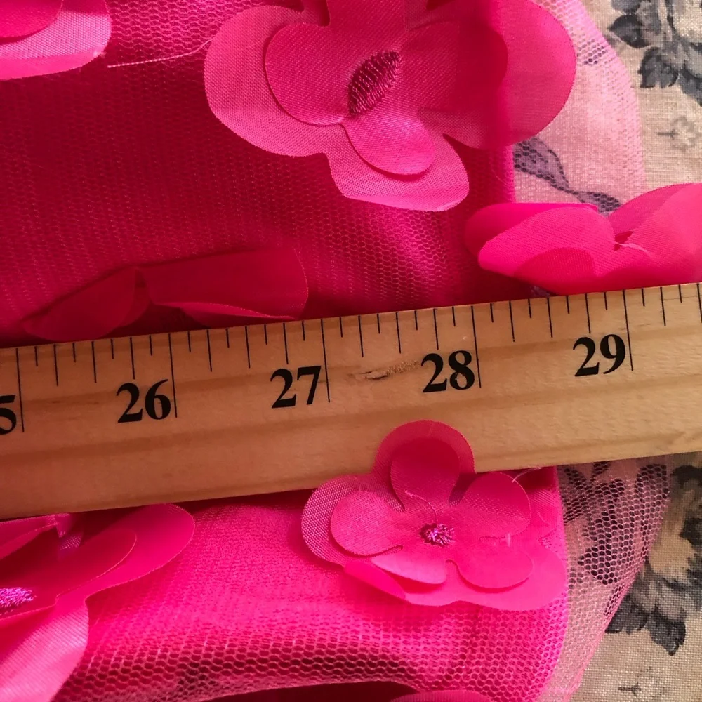 TCEC Pink 3D Floral Mini Halter Dress With Back Bow Tie Size M Valentine Party